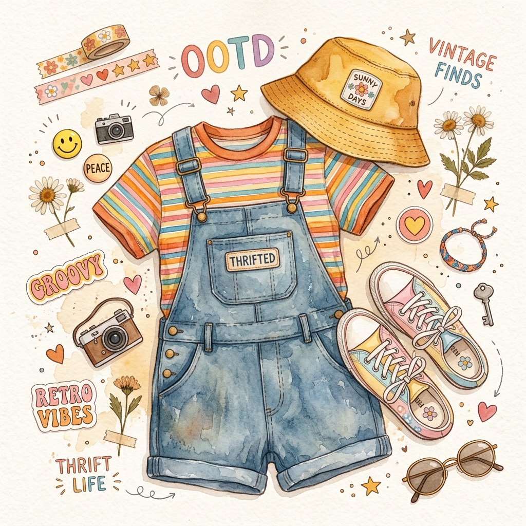 Retro Thrift Flatlay